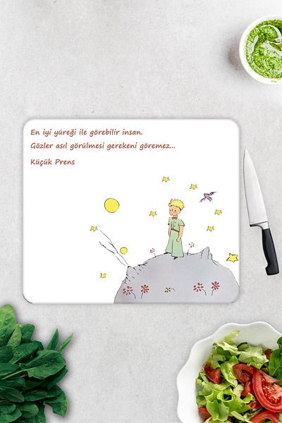 Decorita Little Prince Patterned |   Glass Cutting Board - Glass Cutting Board |   29cm X 34cm