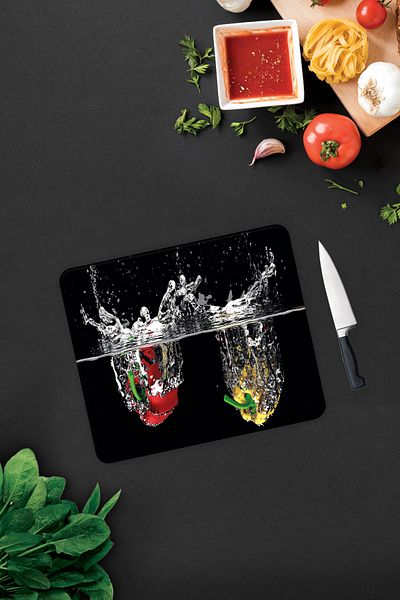 Decorita Water and Vegetables |   Glass Cutting Board - Glass Cutting Board |   29cm X 34cm