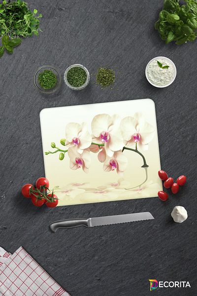 Decorita Cream Orchid |   Glass Cutting Board - Glass Cutting Board |   29cm X 34cm