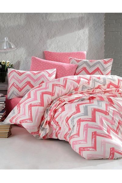 Cotton Life طقم بيكيه مزدوج 200x240 شيفرون وردي