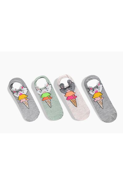 CUBBUX Women's Cat Printed Ankle Length Socks 4-Piece