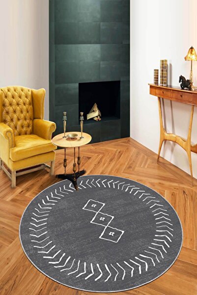 RugViva Kaymaz Tabanlı Makinede Yıkanabilir Iskandinav Yuvarlak Halı Ar410