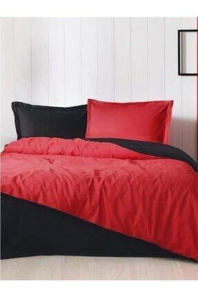 Özdilek Set cuvertură de pilota simplă, fără model, Colormix, roșu, negru
