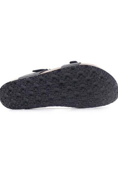 Ceyo Women's Black Color Finger-Slip Genuine Leather Orthopedic Sole Slippers 9910 Z34