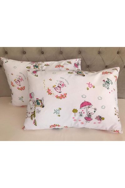 Çeyiz Bahçesi Pink Girl Bear Μαξιλαροθήκη 2 τεμαχίων 50&70