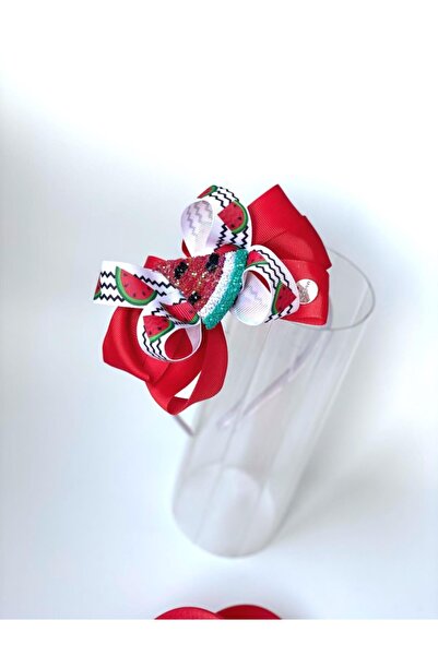 QUEEN AKSESUAR Girl's Summer Season Luxury Special Design Glittery Sequin Watermelon Slippers Set Bow Crown