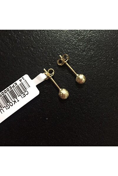 Çelikoğlu Kuyumculuk 14 Ayar Altın Simli Top Küpe 0,69 Gr