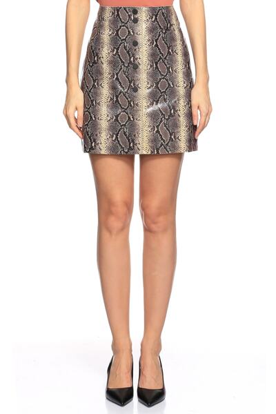 SANDRO Kadın Kahverengi Deri Etek