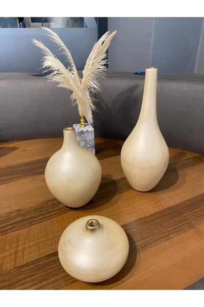 Esay Home Seramik Tombik Şişe Vazo Set 3lü