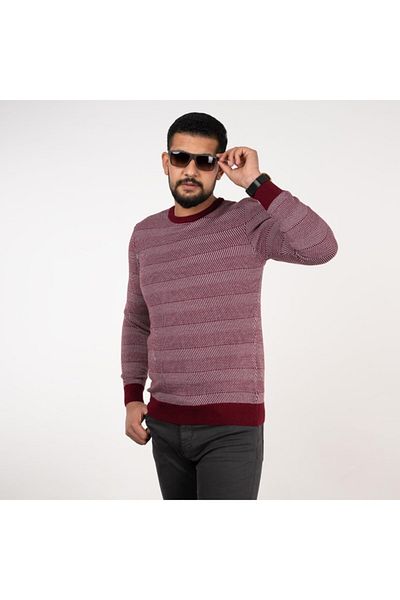 AKÇAYLAR San&fa Knitwear Men's Crew Neck Patterned Slimfit Sweater