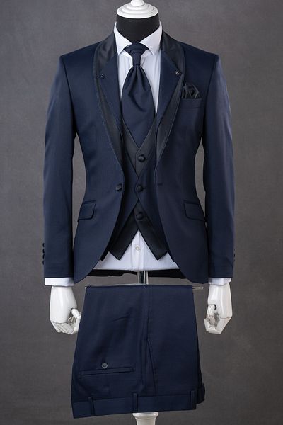 ADİMO Men's Navy Blue Tuxedo Suit