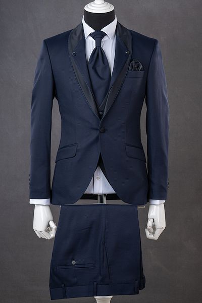 ADİMO Men's Navy Blue Tuxedo Suit
