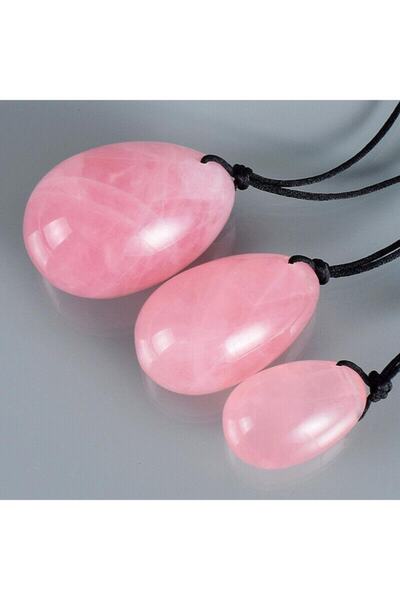 Sahi Aksesuar Pink Quartz Natural Stone Yoni Egg Set of 3