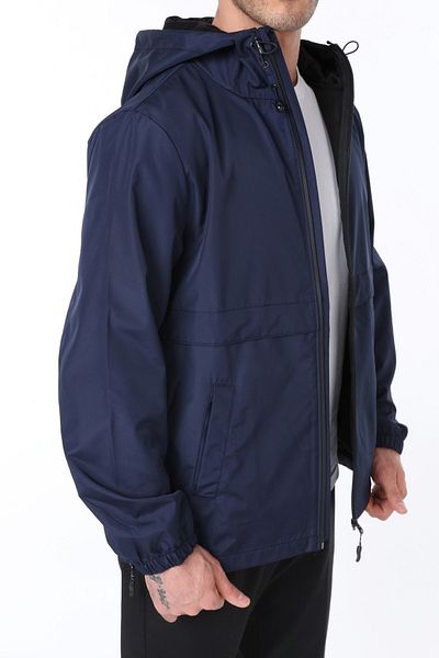 GHASSY CO. Men's Navy Blue Windbreaker/Raincoat Outdoor Seasonal Sports Jacket with Slit Detail