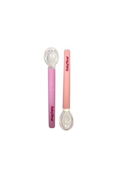 Babytime Baby Time Bt113 Silikon Mama Kaşığı 2'li - Pembe/krem