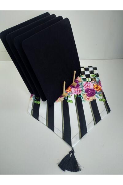 Ayşemce Σετ σερβιρίσματος American Service 4 τεμαχίων, μαύρο τετράγωνο σουπλά...