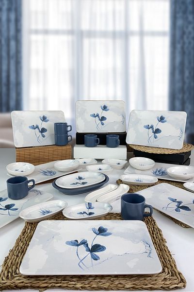 Keramika Blue Magic 29 Piece Siera Breakfast Set for 6 People - 19863