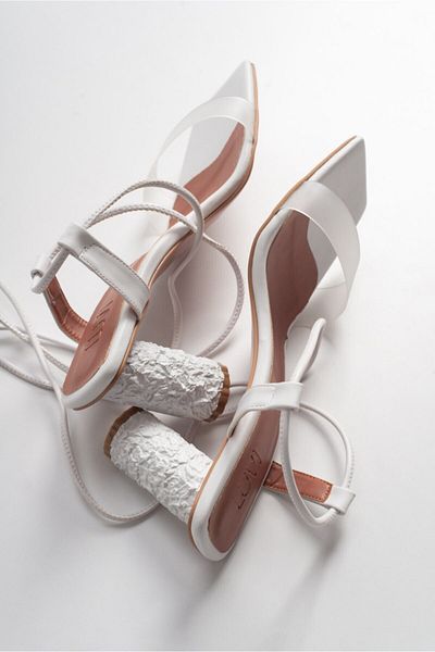 LuviShoes 801 Bílé dámské sandály na podpatku