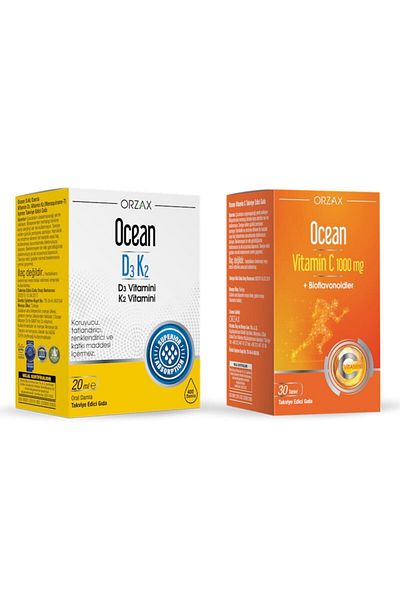 Ocean Ocean D3 K2 Drops 20 ml + Ocean Vitamin C 1000 Mg 30 Tablets