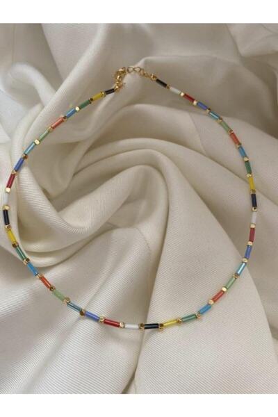 fullcontrol Kadın Renkli Cam Boncuk Choker Kolye