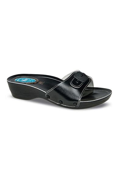 Ceyo Women's Black Minelli Heeled-2 Special Orthopedic Slippers for Heel Spurs