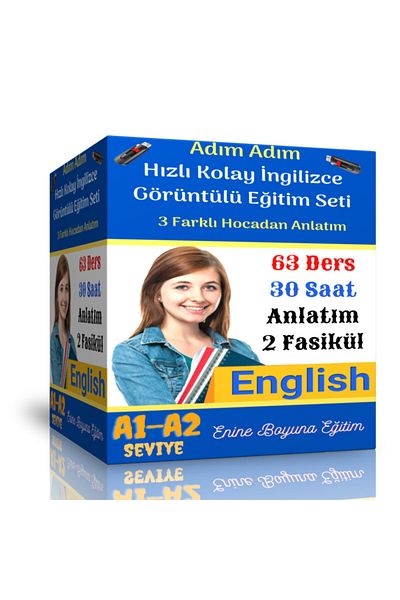 Enine Boyuna Eğitim Step by Step Fast Easy English Video Training Set 63 Video Lessons and 2 Fascicles Books