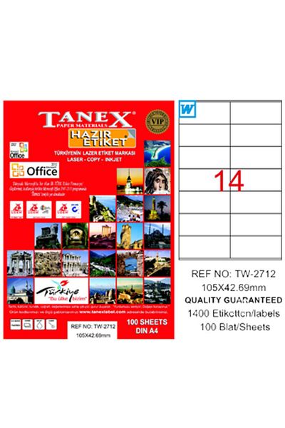 Tanex 105x42,69 Ετικέτα λέιζερ 100 Yp - Laser Copy Inkjet Tw-2712