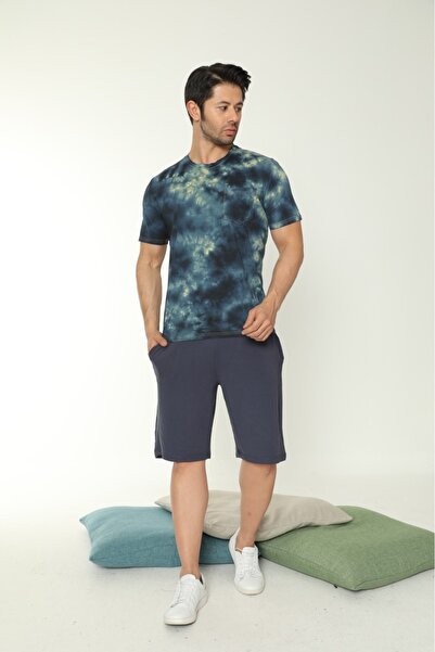 BİRŞEN Erkek Batik Desenli Çok Renkli Şortlu Pijama Takımı