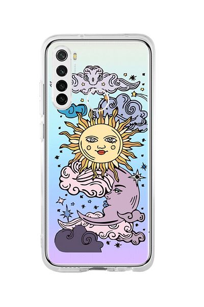 mooodcase جراب Redmi Note 8 متوافق مع نمط الشمس والقمر من السيليكون الشفاف الفاخر