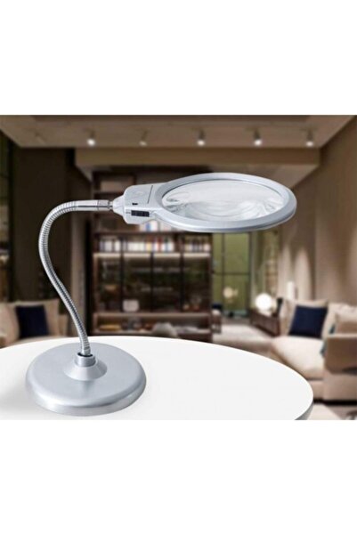 BAYRAM Masa Üstü Işıklı Büyüteç Çalışma Lambası Metal Tabanlı & 130mm
