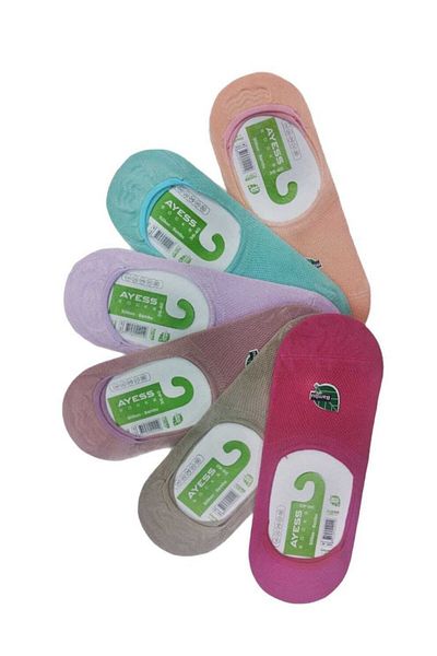 Ayess Women's Pink Bamboo Silicone Ballerina Socks Pack of 6