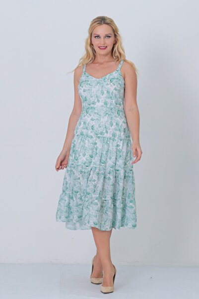 TİESSİ Жіноча зелена сукня з квітковим принтом на бретельках