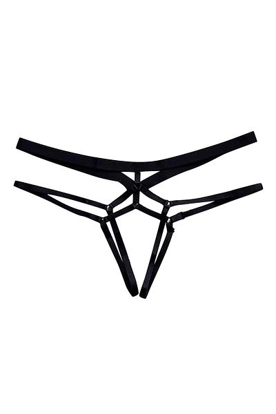 lovebox Tanga neagră Fancy Harness String