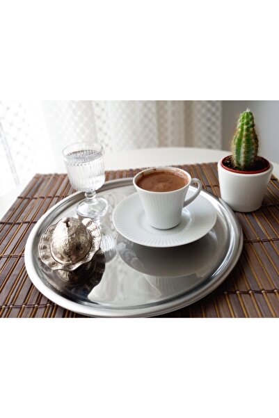 2-Piece Luxury Steel Round Single Serving Tray 24 Cm
