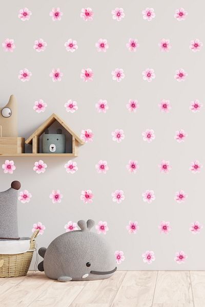 ENGINPRINT Pink Daisies Sticker Set 6 Cm 100 Pieces