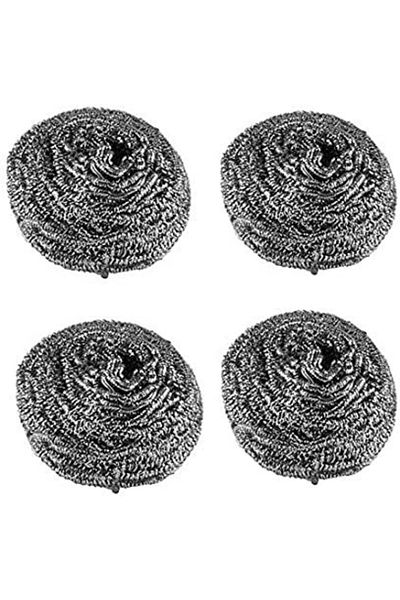 ANADOLU AVM Pack of 4 Stainless Steel Scrubbing Wire – Dishwashing Sponge and Brush