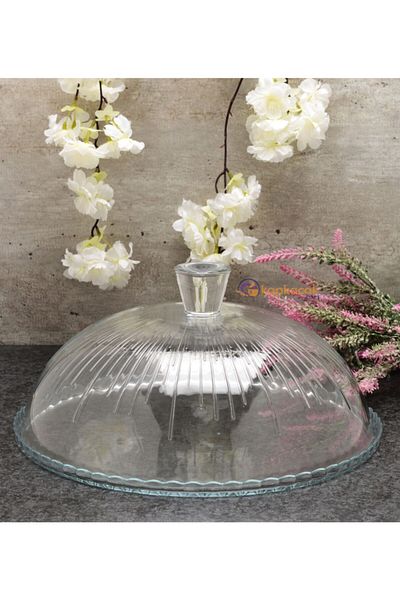 Paşabahçe 32.5 cm Glass Bell Jar with Cover - 96873