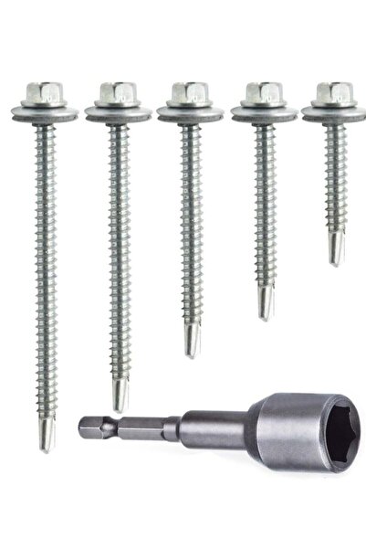 AKSUFEZ Çatı Vidası Matkap Uçlu Trapez Sac Vidası 100 Adet 6,3x25 mm