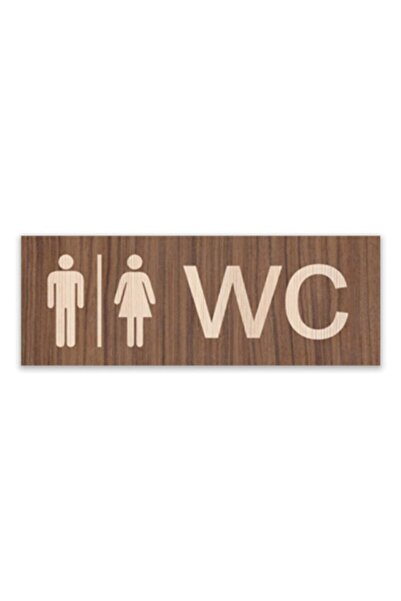 Wc Orientation Letter Brown Wood 23x8 Cm
