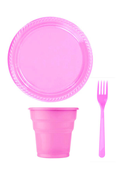 BoncukAVM Pembe Tabak Bardak Çatal Set 75 Parça
