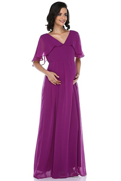 MODA LABİO Melek Kol Hamile Elbisesi Mor