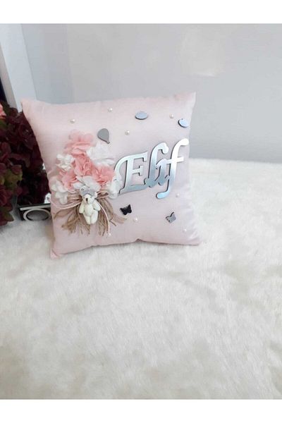 ARMAGAN BEBEK NİKAH ŞEKERİ Baby Jewelry Pillow with Floral Teddy Bear