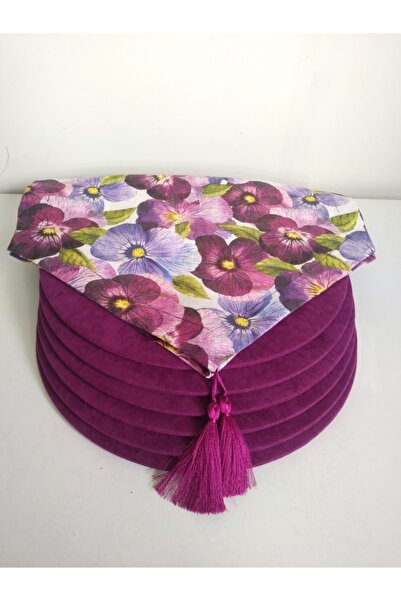 Ayşemce Μωβ διαδρομικό ράνερ με βιολετί σχέδια, 6 μωβ χρωματικά σουπλά