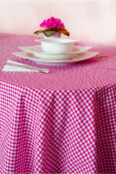 Soft Kare مفرش طاولة نزهة من القماش القطني بنمط مربع صغير باللون الوردي مقاس ...
