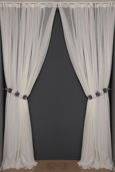 AKÇA TEKSTİL Sparse Pointed Cream Color Single Wing Ready-made Planted Pleated Background Curtain 300*260 Cm