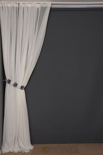 AKÇA TEKSTİL Κουρτίνα με πλισέ φόντο με μονό φύλλο, χρώμα κρέμα με σπάσιμο σχέδιο, 300*260 εκ.