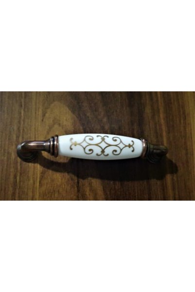 Atsız Kulp 10 Pieces 128 mm Antique Copper White Gold Porcelain Look Handle a...