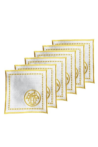 ARTER Home مجموعة مناديل الكوكتيل الذهبية الفسيفسائية مكونة من 6 قطع