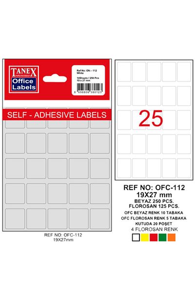Tanex White Bag Office Label - 19X27 Mm, 10 Lu, Ofc-112