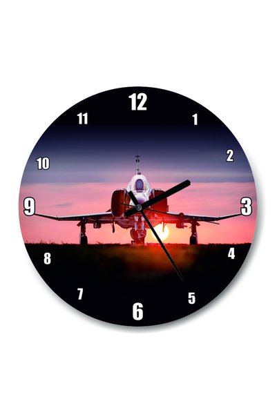 Cakatablo F4 Phantom Supersonic Jet and Sunset Wall Clock (Diameter 30X30 cm)